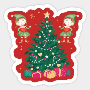 Christmas Tree Elfs Sticker